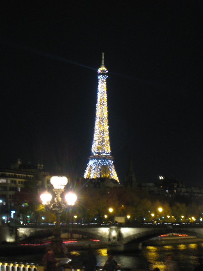 夕暮れのエッフエル塔?<br />日没から10分間だけのライトアップ<br />写真では伝えきれないのが悔しいです。。。