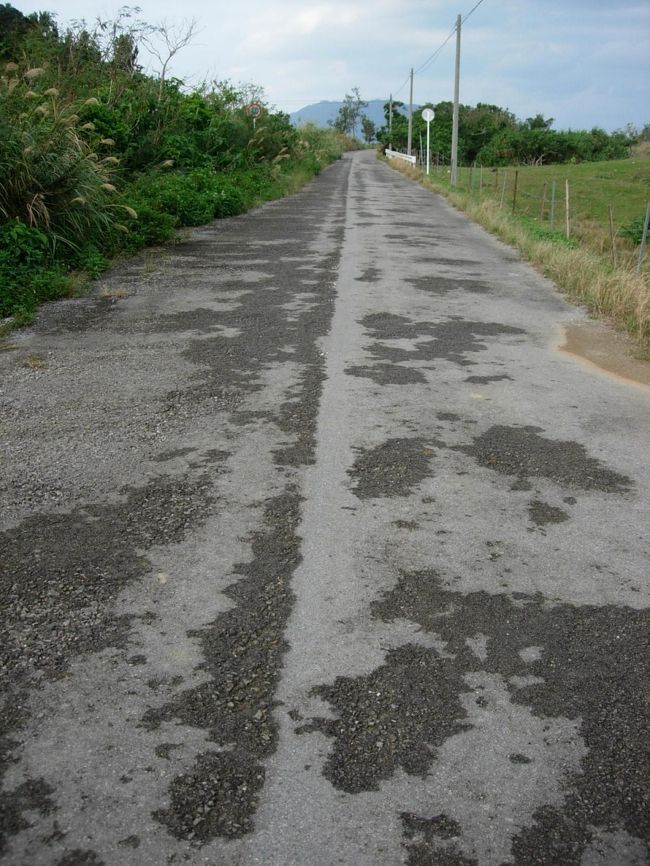 道路がぼろぼろなので、<br />自転車で走る場合は、真ん中を走るとスムーズです。