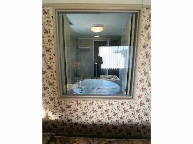 ベッドルームから見たジャグジー