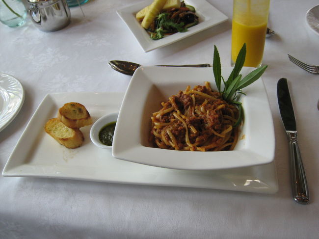 またまた食べ物の写真で申し訳ありませんが、お昼です。<br />トマトソースのパスタです。