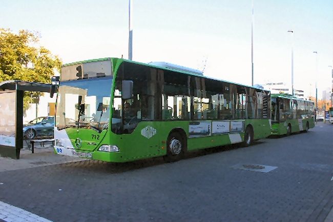 コルドバのバスはグリーンがベースカラーになっていた。見た範囲では連接はいなくて、みんなシングルボディだった。