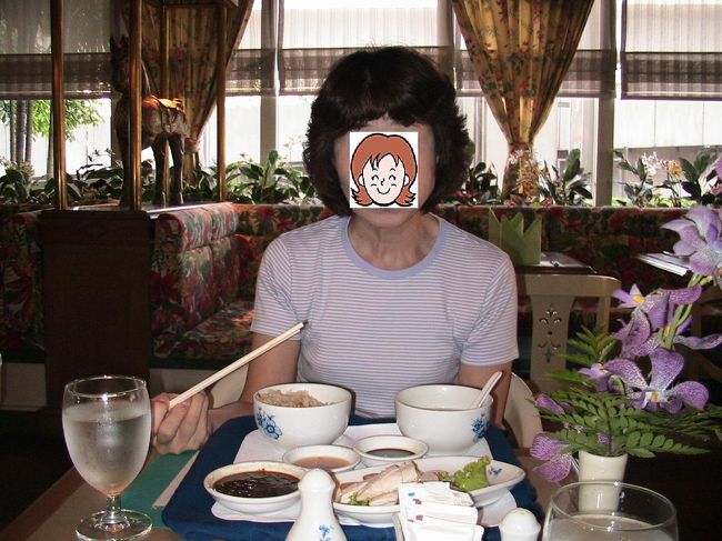 食事のあとで、午後からはアユタヤに行きます。<br />とあるホテルのレストランで、「チキンライス」の昼食です。シンガポールのチキンライスと同じです。これが大変「うまい」でした。