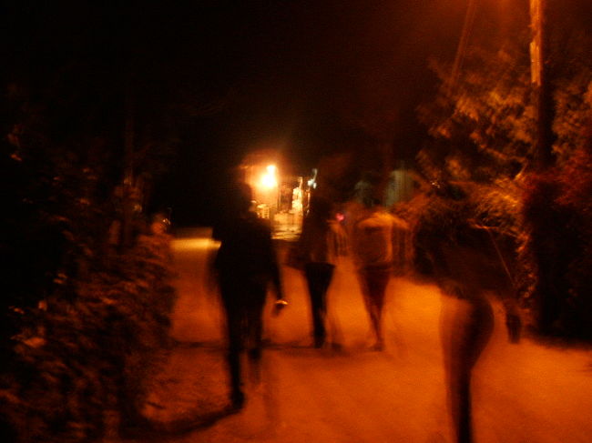 夜の島を徘徊する酔っ払い達(笑)。