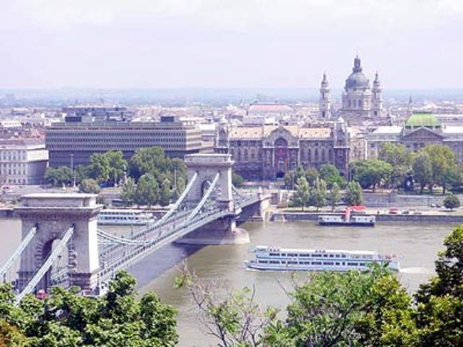 橋の向こう側,左に国会議事堂