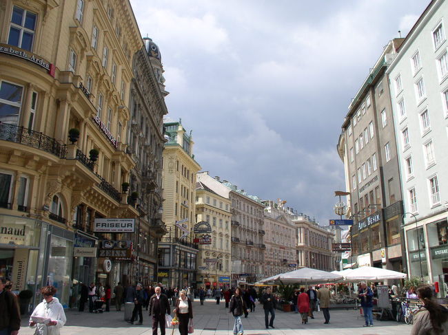 リンク内の有名な「ケルントナー通り」です。<br />人で賑わっていました。