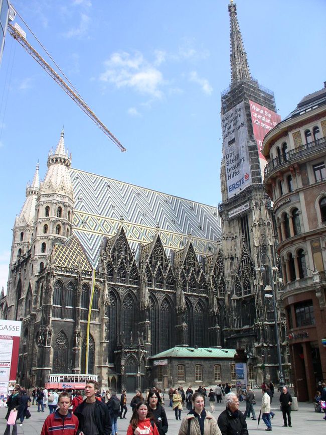 シュテファン寺院です。<br />この教会の南塔は１３７Ｍ有り教会建築では世界で３番目に高いそうです。