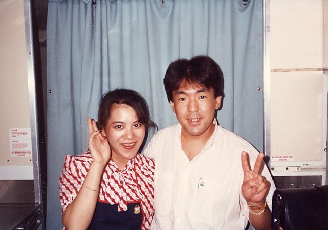 香港から乗ったキャセイ１０１便。　偶然友人のルミちゃんが乗務していたのでエキスポに一緒に行きました。