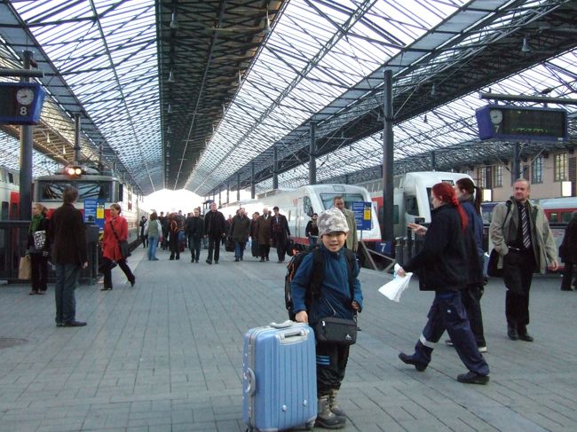 　１日目のヘルシンキ・ヴァンター空港が結構暑いくらいだったので、どうかなーと思っていましたが、朝のヘルシンキは肌寒い。<br />　いろんな車両がとまっている駅の構内です。