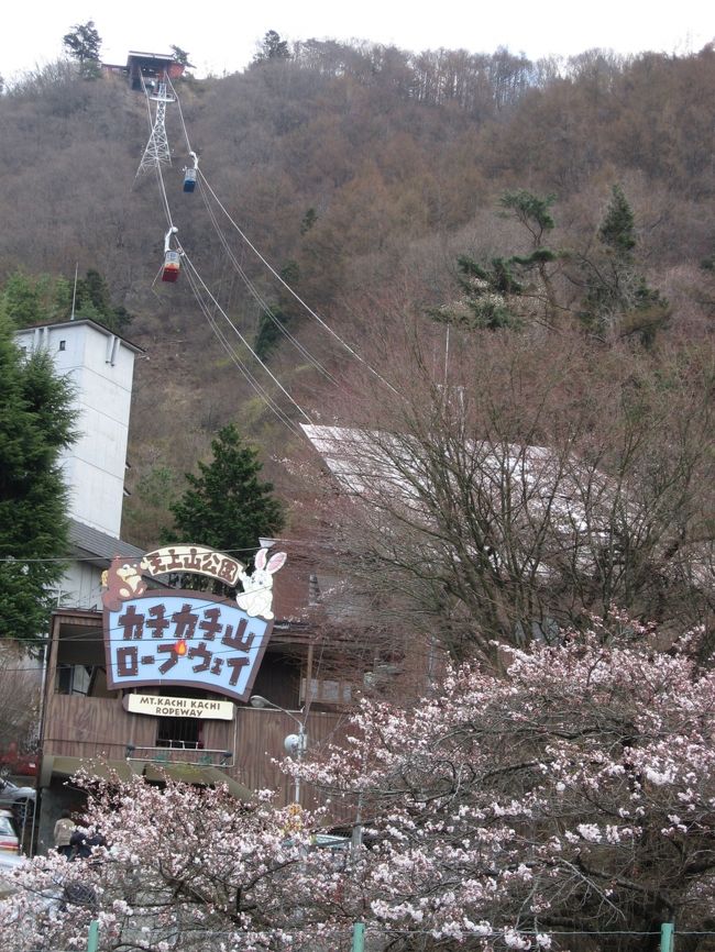 【天上山公園カチカチ山ロープウェイ?】<br /><br />　河口湖駅からレトロバスに乗って、まずはここへ・・・