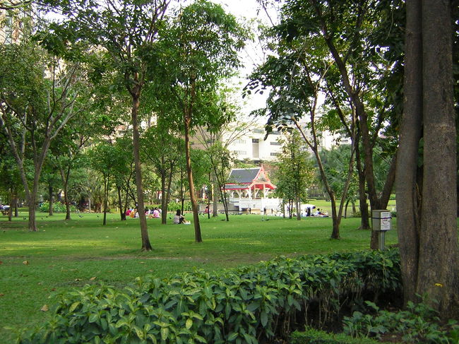 ホテル裏の公園です。<br />早朝や夕方には太極拳をしている人がたくさんいました。<br />昼間はジョギングやトレーニングがいっぱい。<br />