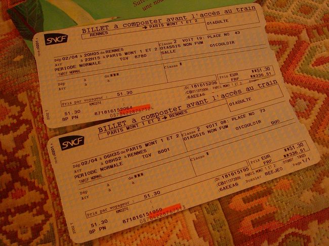 TGVのチケット。