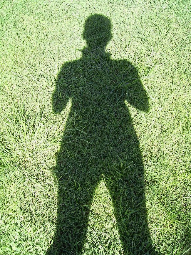 芝生に映る自分の影<br />最近なかなか見ない気がして・・