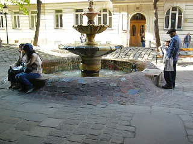 ヴァッサーハウスの噴水。細部までこだわりが見ることが出来ます。