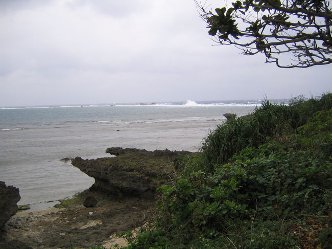 風が強く、荒れ模様の天候だったのですが、沖縄の海を見るため残波岬へ。