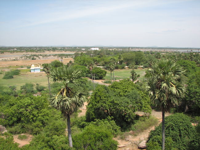 岩の寺院の上から見た風景。