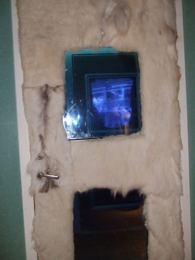 防寒用のポンチョと手袋を着用して、中に入ります。