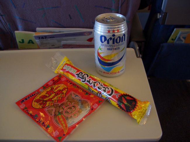 売店でビールを購入し、離陸後<br />姉と乾杯。<br /><br />ビール大好き姉妹、<br />いつでもどこでも飲んでます<br /><br />旅の楽しみは食にあり！！<br />旅に出たその地のもの？を食べるのが大好き！！<br /><br />・・・と言うことで、２泊３日の<br />ハードな那覇への旅行は無事終わりました。<br /><br />すっかり那覇が気に入ってしまい、<br />次は７月に行こ～<br />なんて話が・・・。<br /><br />早く行きた～い！！<br />