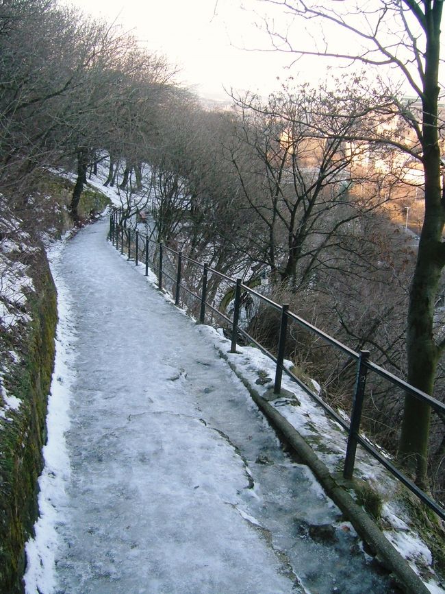 ゲッレールトの丘を目指してツルツルの道を登って・・・