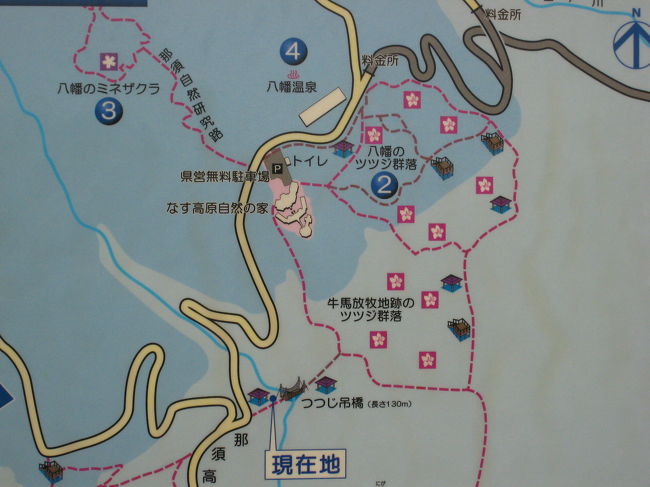 八幡のつつじ群生地の歩行順路の看板がありましたので参考まで載せました。<br />１時間くらい歩いてみると、ゆっくりつつじを楽しむことができます。