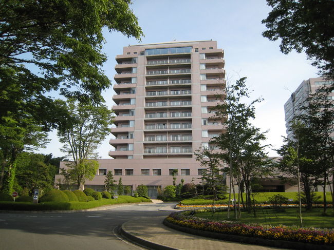 翌朝は、毎日している朝のウォーキングです。<br />３０分ほど歩きます。<br />今朝は、カメラ持参のウォーキングです。<br />ホテルを振り返るとこのように見えました。