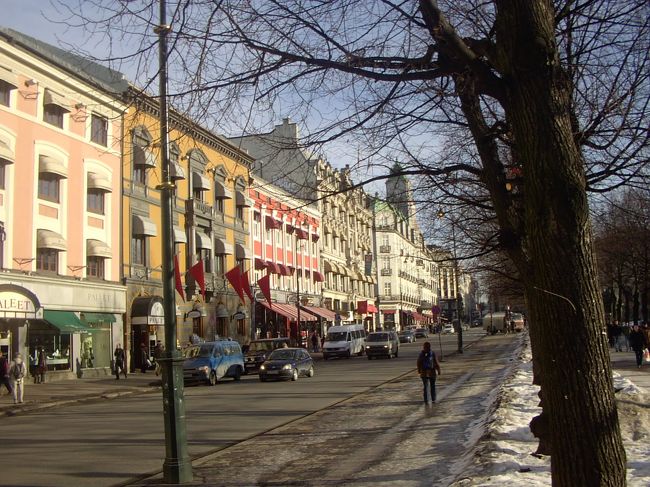 カール・ヨハン通りの街並みです。オスロは小さく静かな首都でした。