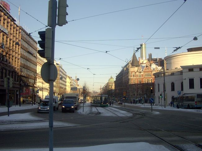 ヘルシンキの中心部、マンネルヘイミン通りの街並みです。この旅行で一番寒かったのがヘルシンキでした。
