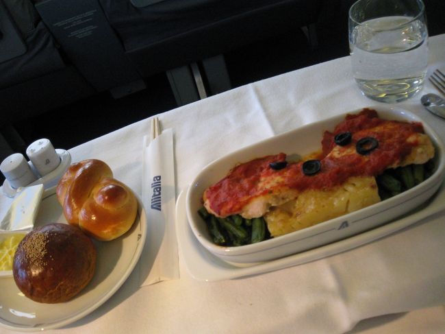 アリタリア航空の機内食(肉)<br />