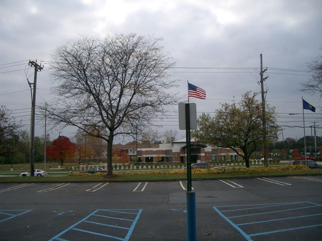 アメリカ国旗が揚がっています。