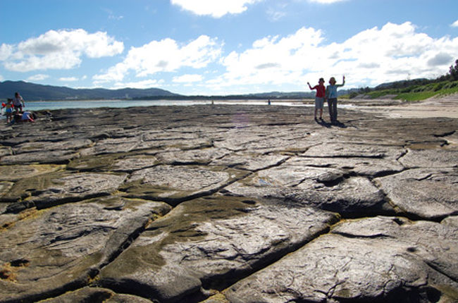 ＠久米島　畳石<br /><br />亀の甲羅の形をした石が続いてるのですが<br />２０年前に来た事のあるイトコ曰く、<br />とても小さくなってしまったそうだ。<br />昔のほうが綺麗だったって。<br /><br />なんかちょっと残念な発言