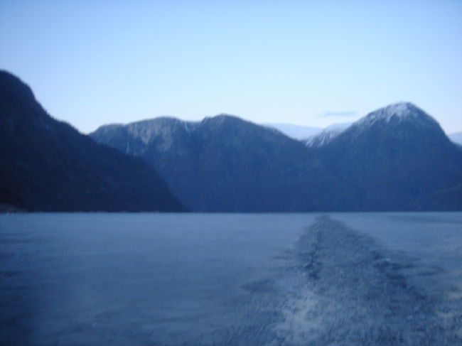 ソグネスフイヨルド遊覧船は氷を割りながら進む。