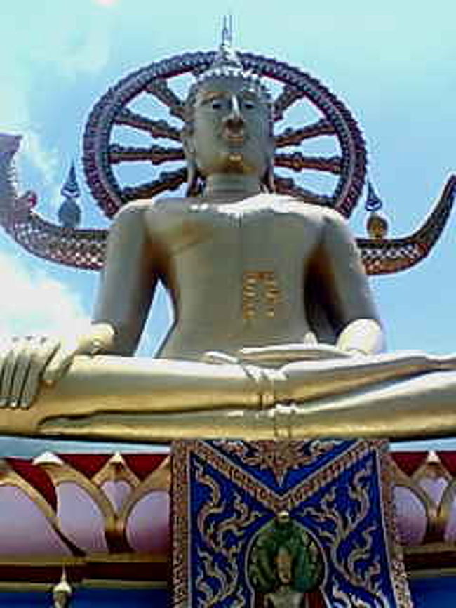 サムイ着後、とりあえず空港へ。<br /><br />空港からタイ空港へ本日飛びます。そして日本帰国。<br />そう、サムイ島日帰り。単なるトランジットです。<br />空港であまりに夕方まで暇だったので、観光することに。<br />ただし、車はチャーターになり５千円ぐらいかかるといわれ<br />しぶしぶOKし、出発。<br /><br />やたら話しかけてくるおやじ運転のドデカイ車は発車。<br />最初は仏像の場所。