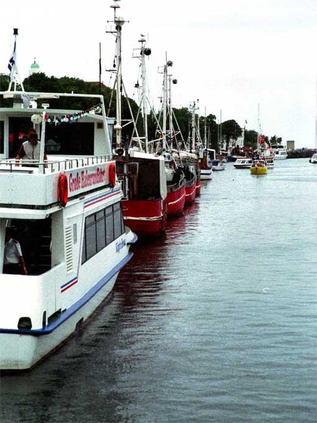 係留するボート。これはレストランボート