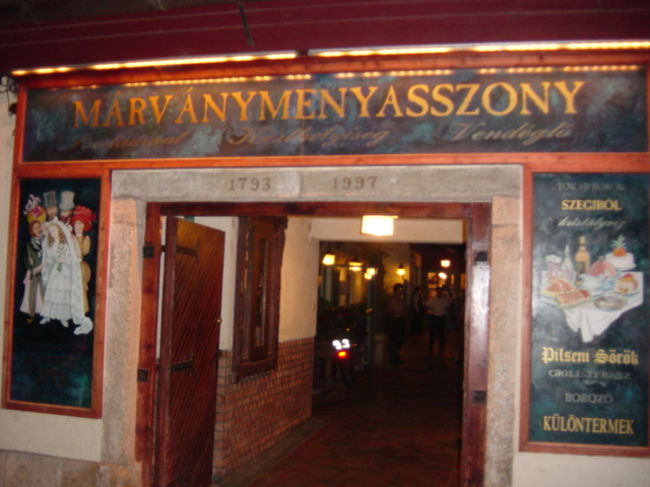 ここのレストランでハンガリーの郷土料理を頂きました。ここは民族舞踊を踊ってくれるので楽しめます。