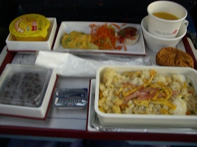 台北→成田の機内食♪<br /><br />チャーハン美味しかったから食べた☆<br /><br />そして日本帰国！！！