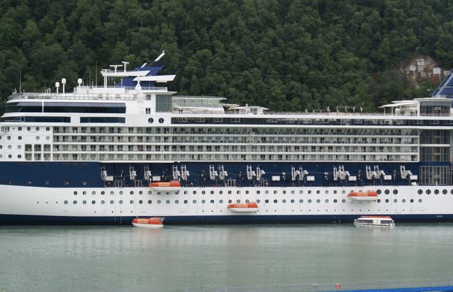 マーキュリー号のテンダーボートがサミットに行きました。<br />セレブリティーで合同避難訓練を行ったようです。