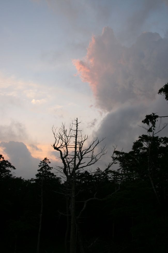 お風呂にも入って、夕食も食べたし。。。<br />でもまだ寝るにはかな〜り時間が早いので外に夕焼けを見に出かけました。<br />ボーっと空を見ていると風が強いので雲が流されて空がどんどん変化していき飽きません。<br />明日は西大台です。晴れますように<br /><br />☆２日目に続きます