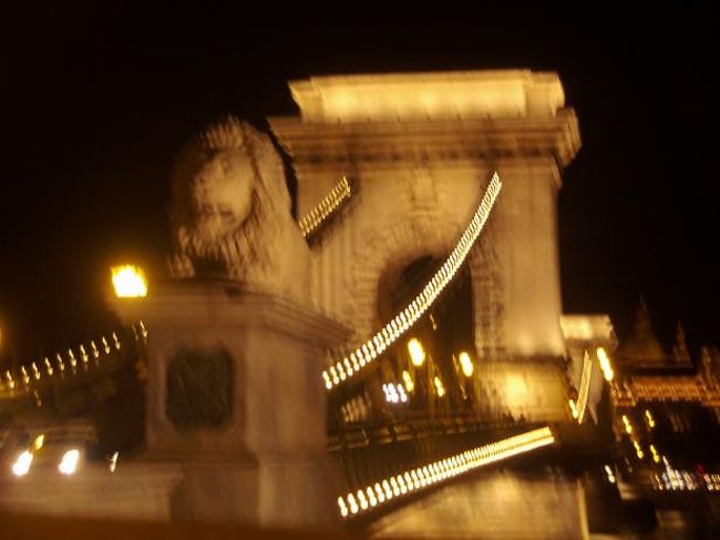 いよいよ２日目のナイト散歩も終えて、くさり橋を歩いてペスト側に帰ります。