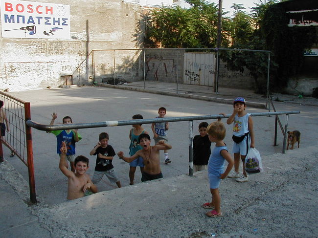 サッカーしているところを撮ろうと思ったら、<br />カメラに気付かれてしまいました。