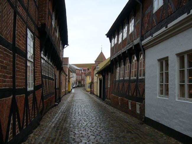 　しばらく町の中を歩いていましたが、次第に雨、風ともにかなり強くなってきました。折り畳み傘も簡単に裏返ってしまいます。ガイドブックを取り出して地図を見るのもためらわれる状況です。当初の予定では、リーベで夕食をとってからコペンハーゲンに帰ることになっていたんですが、この先天候がどうなってしまうのか全く予想もつかず、無事に帰れるのかどうか不安なので、予定を変更してリーベから撤退し、早めに帰ることにしました。<br />　こんな風に、あまり天候にも恵まれず、最後は慌ただしく滞在が終わってしまったので、来る前にリーベに対して持っていた、「？」の部分は、依然として「？」のまま残ってしまったような感もあります。それでも、大聖堂の塔の上で過ごした時間は、今回の旅行の中でも特に印象深い思い出の一つになったのは確かです。