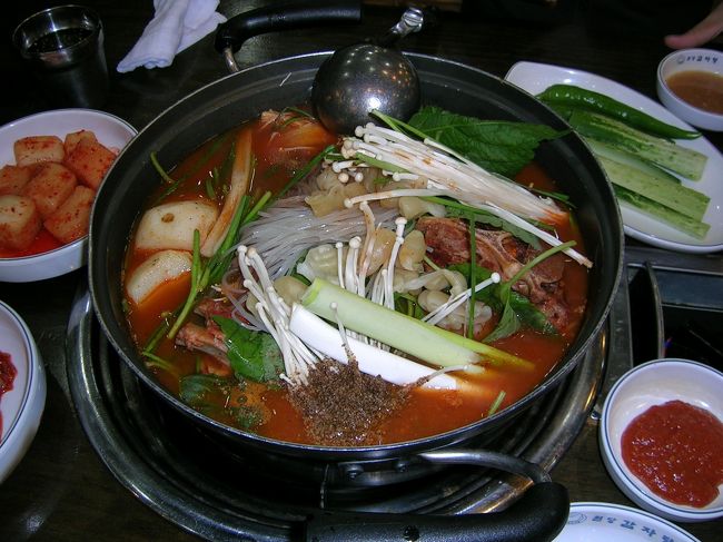 徳寿宮の後、南大門を散策しに行きました。<br />お腹が空いたので明洞に戻って今回の旅の目標の一つであった「ウォンダンカムジャタン」に行ってカムジャタンを頼みました。<br />19000ｗだったかな。<br /><br />むっちゃ辛かったぁ！<br />山椒のピリ辛が日本には無い感じ★<br />好みが分かれる味ですな。