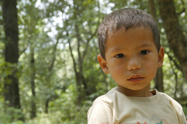 ピクニックに来ていた少年。
