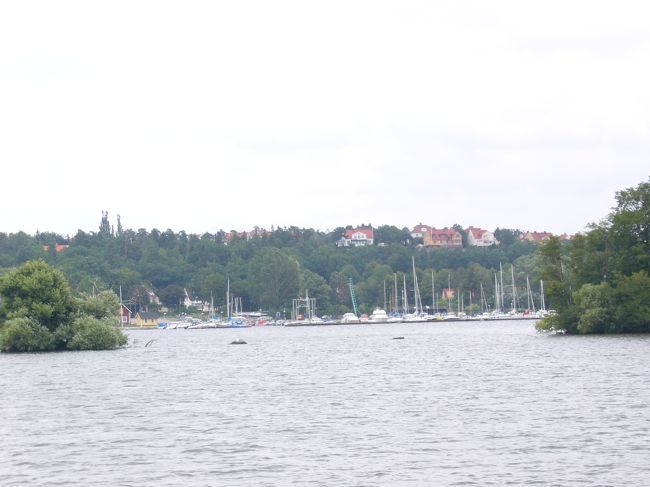 向こうにはヨットがいっぱい並んでいます。<br />この辺りは、別荘地かな？<br />