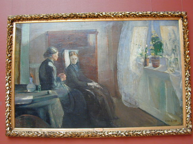 ムンクの作品です。よく見ると、この絵は暗い悲しいものです。