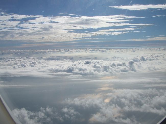 飛行機からの風景です。行きは比較的晴れていました。