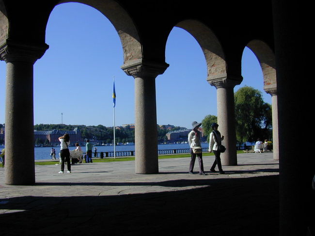 広場から庭を眺めたところです。