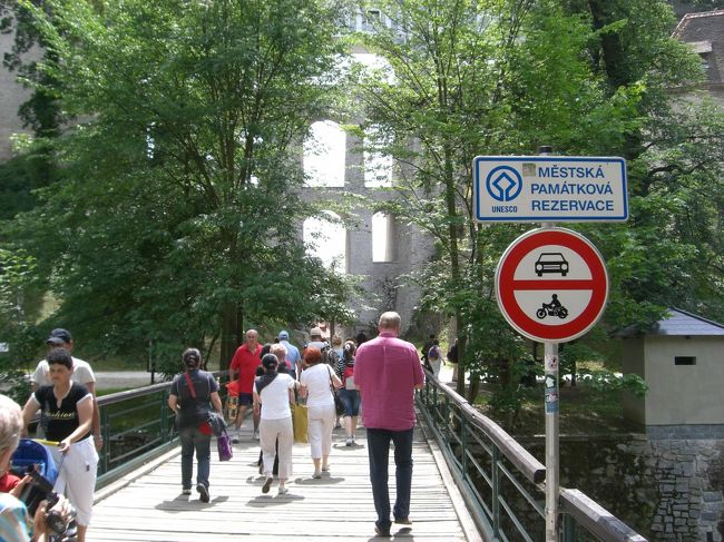 いよいよ・・・・。<br />看板にも「世界遺産」のマークが！<br /><br />このロシア人のおじさん、<br />同じツアーの人なんだけど、<br />背が高い上にピンクのシャツだから、<br />ちょっとはぐれた時にも<br />いい目印になりました(^0^)ｖ