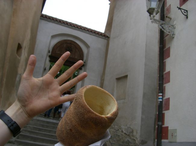 Getしたのはどうやらシナモン味。<br /><br />アツアツ☆<br /><br />お砂糖をまぶした、<br />薄い、焼きたてのパンって感じです。<br />外がパリパリ、中がしっとり。<br /><br />お昼ごはんのあとでお腹いっぱいだったけど、<br />２人で１個、食べちゃいました！