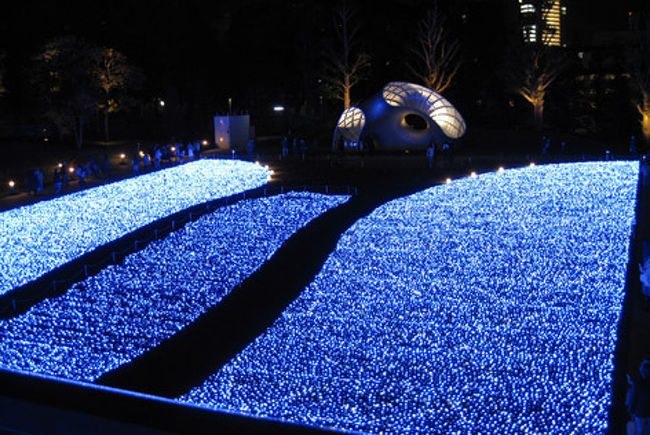 ガーデンエリアにくると、一面にひろがる青と白の絨毯。これは圧巻です。星空をイメージしているようで、中央にはミルキーウエイが流れています。