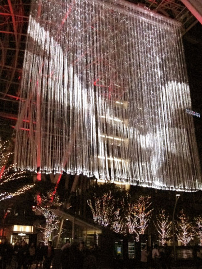 風が吹くたびにオーロラのようにたなびき、色も白、赤、緑と変化していきます。