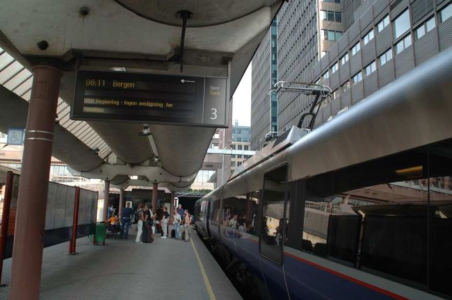 今日はフィヨルドツアー社のロイヤル・フィヨルドツアーに参加。まず、オスロから列車でミルダルへ。約５時間。景色がいいのであまり飽きない。ミルダルは豪華客船の寄航地にあたり、ここで一泊して自然を楽しむのも一つの方法。<br /><br /><br />【ノルウェー国鉄NSB】<br />